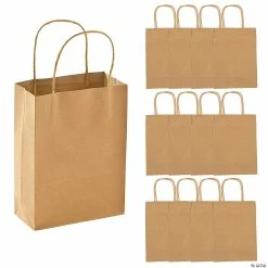 New ๐ 6 1/2" x 9" Medium Kraft Paper Gift Bags - 12 Pc. ๐ฏ
