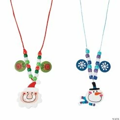 Best Sale ⭐ Big Head Santa & Snowman Necklace Craft Kit - Makes 12 ⌛
