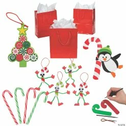 Best deal ๐ฅ Christmas ๐ฌ Candy Cane Crafts with Gift Bag Kit for 12 - 72 Pc. โ