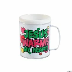 Cheap ๐ Color Your Own Jesus Warms the Heart Plastic Mugs - 12 Pc. ๐คฉ