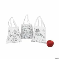 Cheap 👍 Color Your Own Mini Snowman Canvas Tote Bags - 12 Pc. 💯
