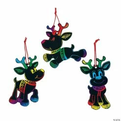 Best Sale ๐ Magic Color Scratch Reindeer ๐ Christmas Ornaments - 24 Pc. ๐งจ