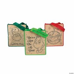 Budget 🛒 Medium Color Your Own Dr. Seuss™ The Grinch Tote Bags - 12 Pc. ✔️