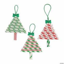 Outlet ๐ Paper Straw ๐ Christmas Tree Ornament Craft Kit - Makes 12 ๐