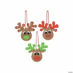 Wholesale 🎉 Patterned Reindeer Ornament Craft Kit - Makes 12 🌟