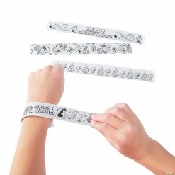 Best Sale ❤️ Peanuts® Color Your Own 🎁 Christmas Slap Bracelets - 48 Pc. 🤩