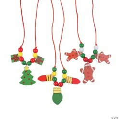 Best Pirce ⭐ Wooden Beaded Holiday Necklace Craft Kit - Makes 12 ✨